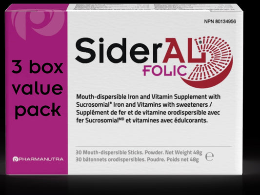 Value Pack - SiderAL® FOLIC - 3 Full packs of 30 sachets- (3 full boxes)- 5% discount - free shipping